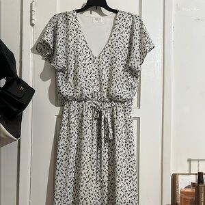 Sienna Sky Cream Flutter Sleeve V-Neck Sundress